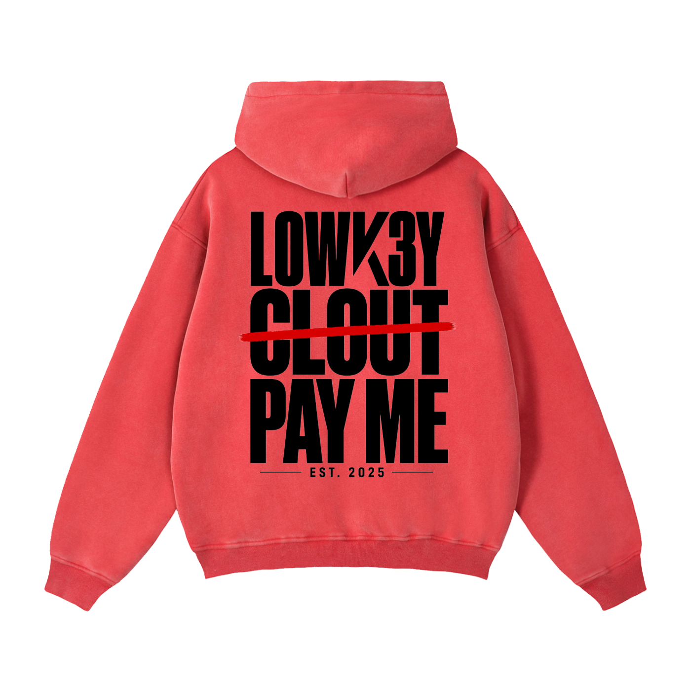 LOWK3Y x FCK CLOUT PAY ME (BLACK SCRIB) ZIPPER HOODIE : Zip-Through Boxy Fleece Hoodie