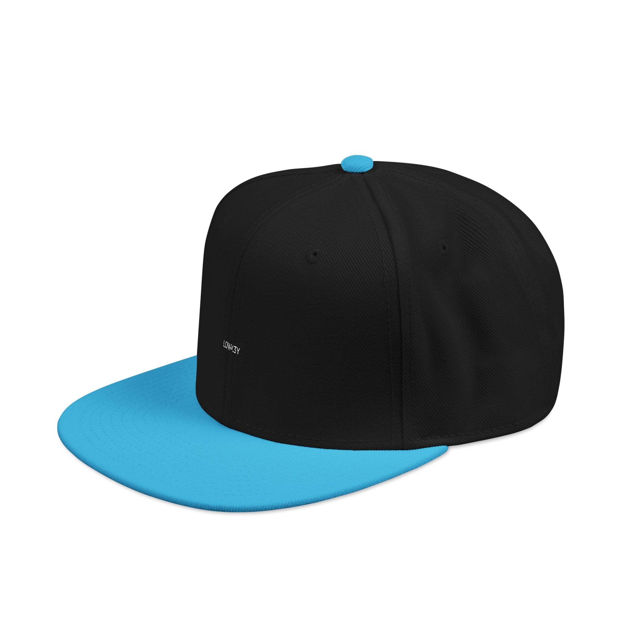 'OG' LOWK3Y SNAPBACK : Two-Tone Embroidered Snapback Hat — Black with Sky Blue Visor