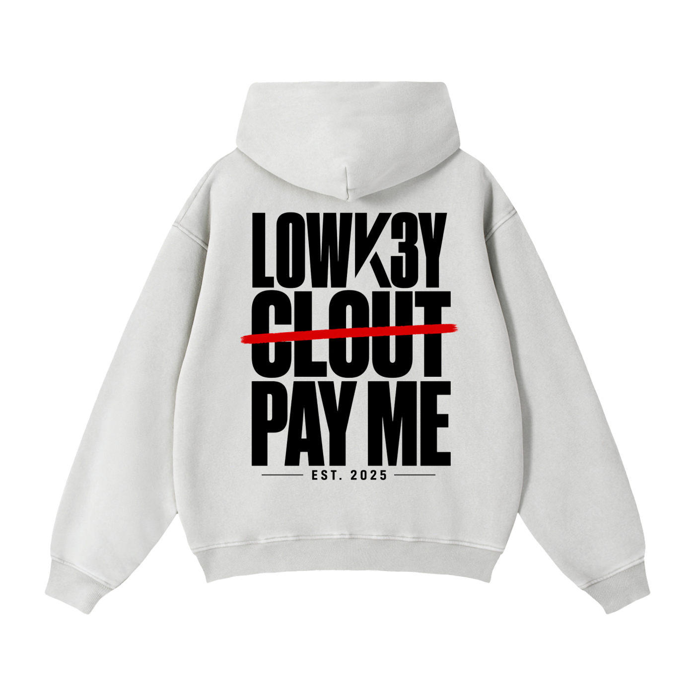 LOWK3Y x FCK CLOUT PAY ME (BLACK SCRIB) ZIPPER HOODIE : Zip-Through Boxy Fleece Hoodie