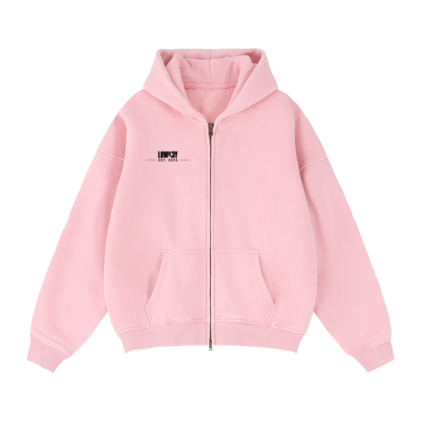 LOWK3Y x FCK CLOUT PAY ME (BLACK SCRIB) ZIPPER HOODIE : Zip-Through Boxy Fleece Hoodie