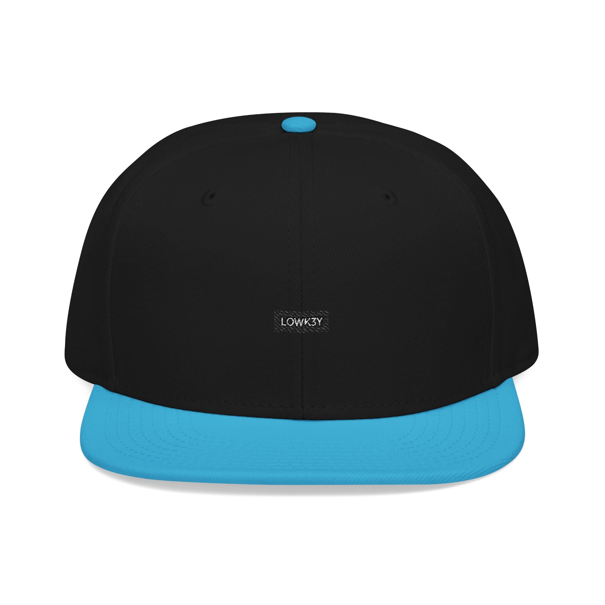 'OG' LOWK3Y SNAPBACK : Two-Tone Embroidered Snapback Hat — Black with Sky Blue Visor