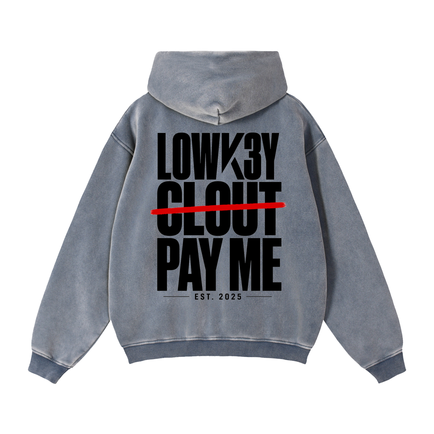 LOWK3Y x FCK CLOUT PAY ME (BLACK SCRIB) ZIPPER HOODIE : Zip-Through Boxy Fleece Hoodie