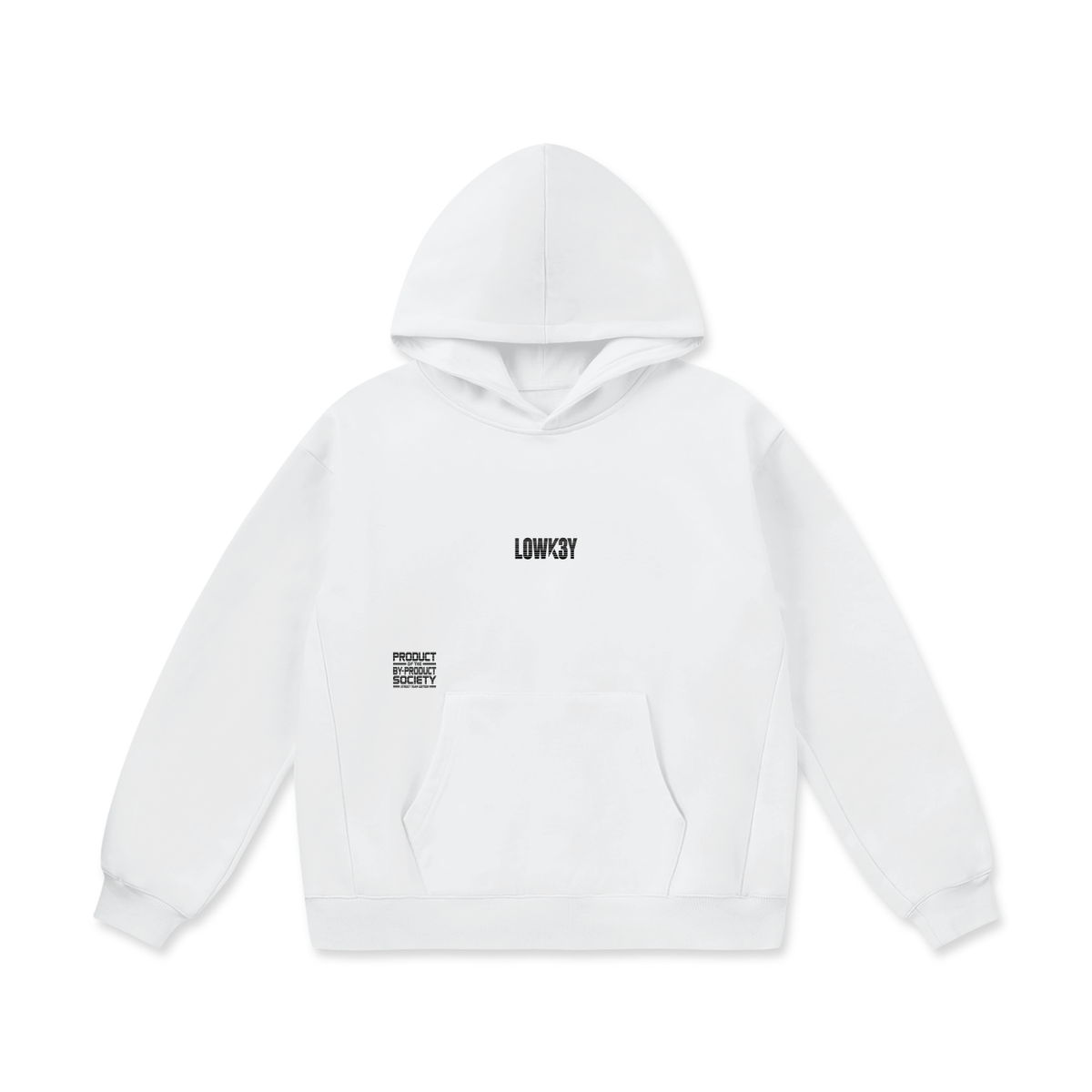 LOWK3Y x STREET TEAM EDITION x BYPRODUCT SOCIETY COLLECTION (BLACK SCRIB) : Front Pouch Oversize Heavyweight Fleece Hoodie