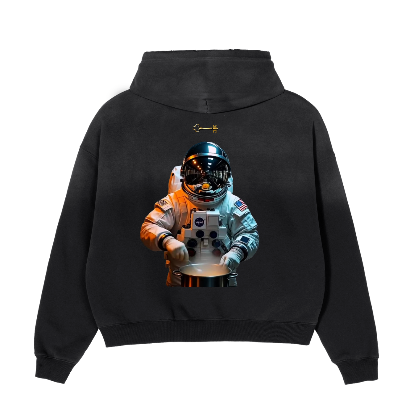 LIMITED EDITION *MOON MAN* "COOKIN'" (GREEN SCRIB) CLASSIC 'OG' HOODIE [ONLY 500 PIECES WILL BE MADE/SOLD PER MOON MAN DESIGN - REGARDLESS OF SIZE OR COLOR] Frayed Sunfade Boxy Fleece Hoodie