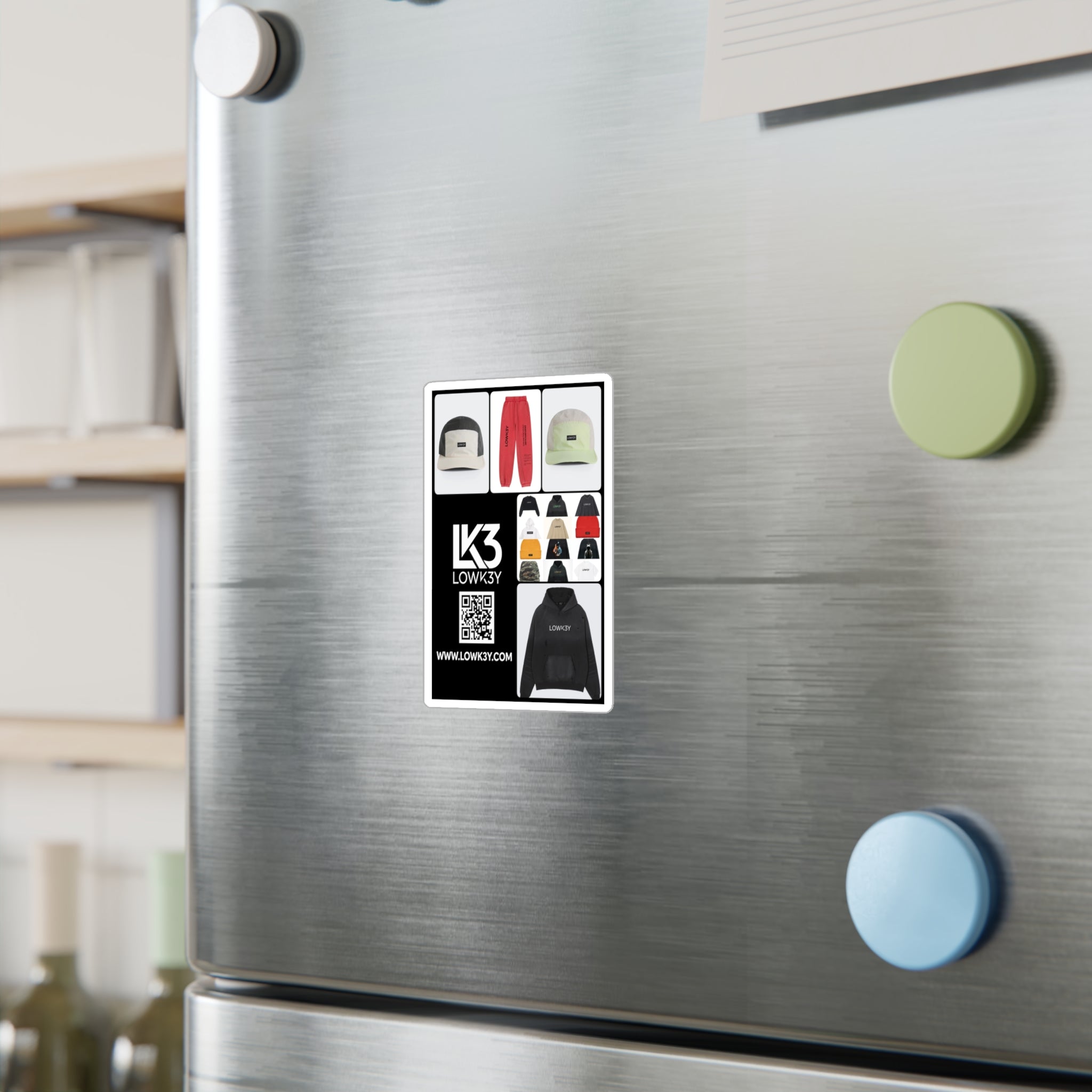 Lowk3y Brand Sticker - Kiss-Cut Vinyl Logo & Product Collage Decal