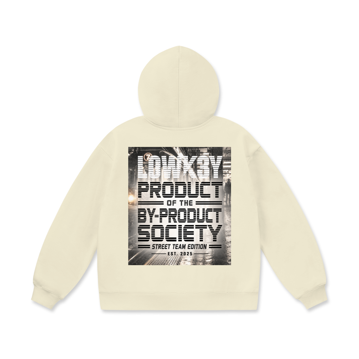 LOWK3Y x STREET TEAM EDITION x BYPRODUCT SOCIETY COLLECTION (BLACK SCRIB) : Front Pouch Oversize Heavyweight Fleece Hoodie
