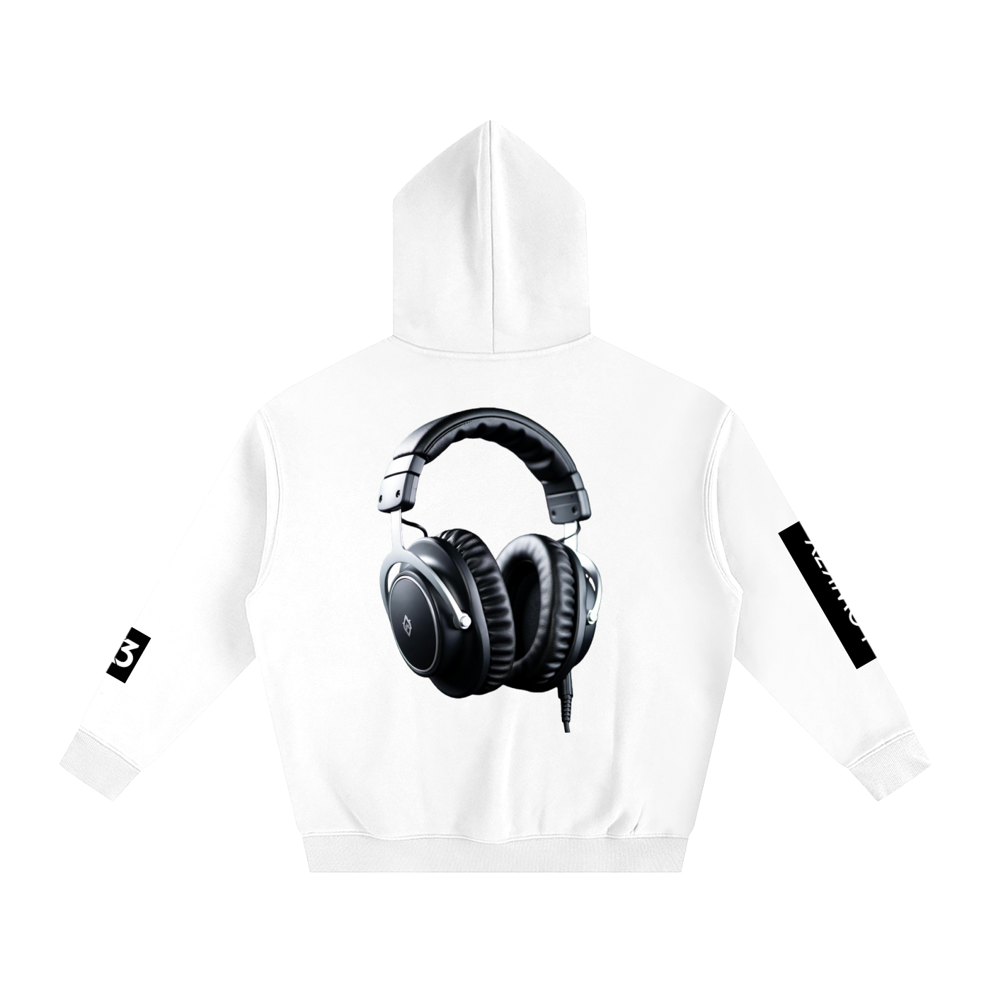 LOWK3Y "BEATS" (WHITE SCRIB) : Oversize Fleeced Hoodie