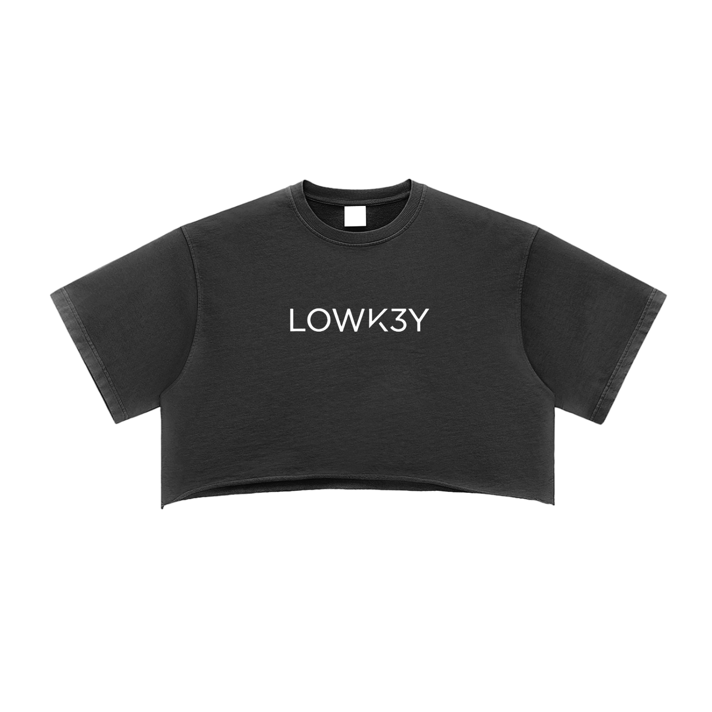 "LOW CUT" CROP TOP : Snow Washed Raw Edge Crop Top