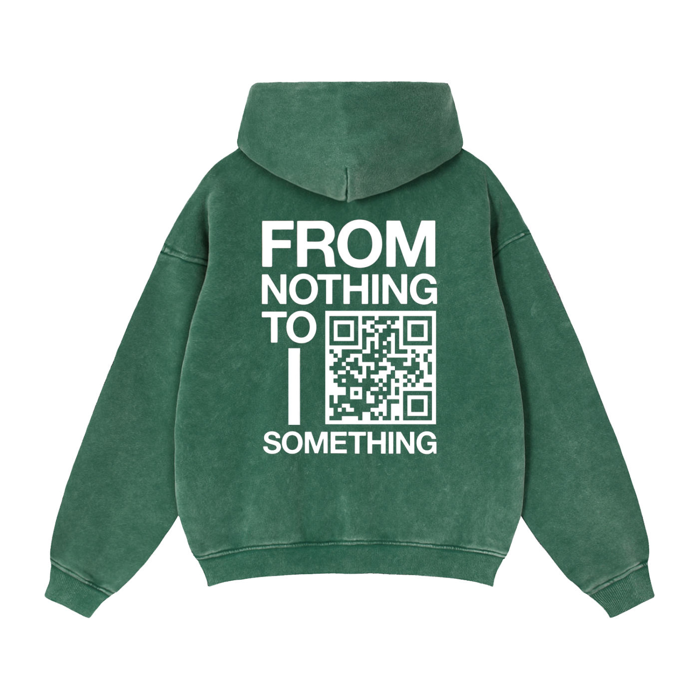 FROM NOTHING TO SOMETHING (WHITE SCRIB) ZIPPER HOODIE : Zip-Through Boxy Fleece Hoodie