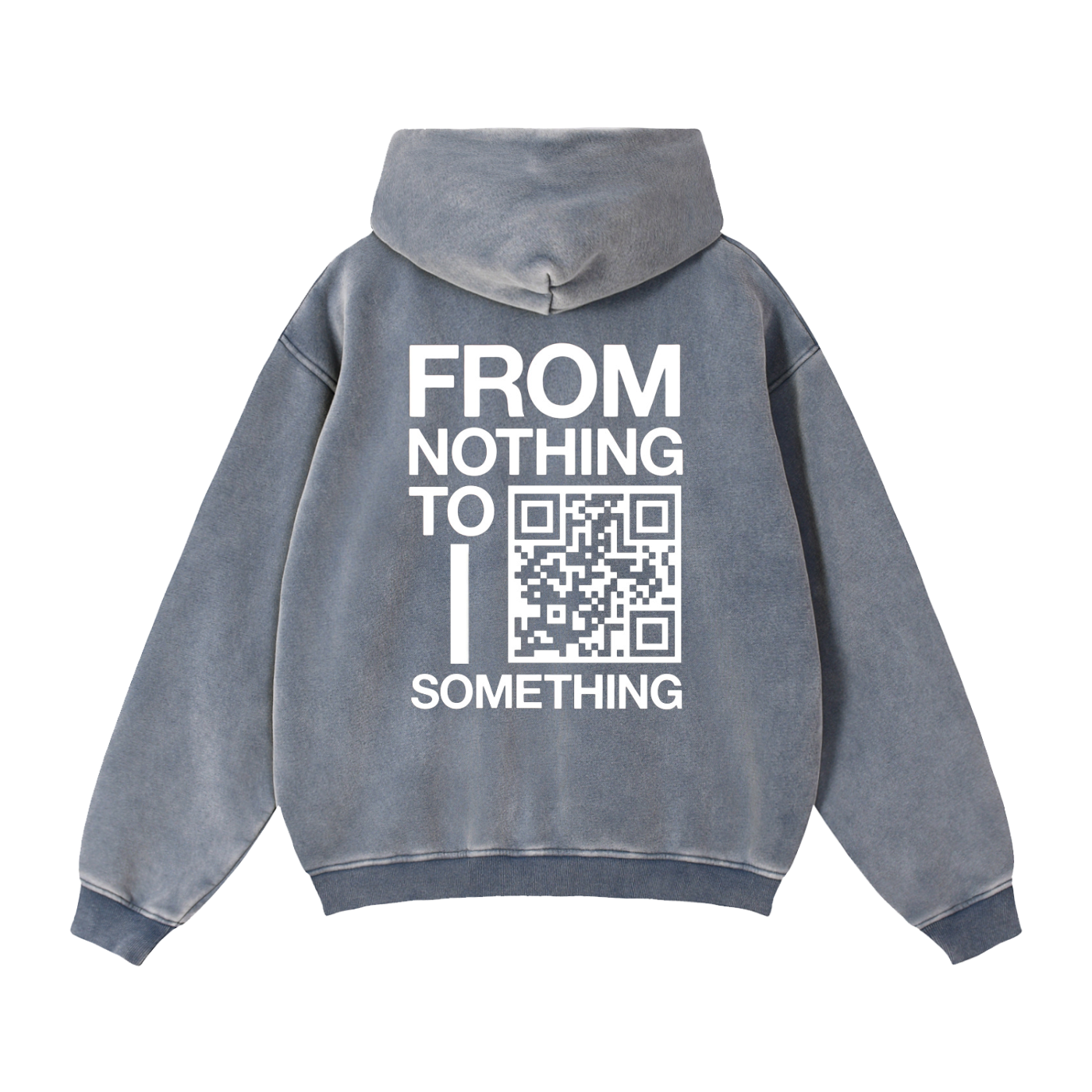 FROM NOTHING TO SOMETHING (WHITE SCRIB) ZIPPER HOODIE : Zip-Through Boxy Fleece Hoodie
