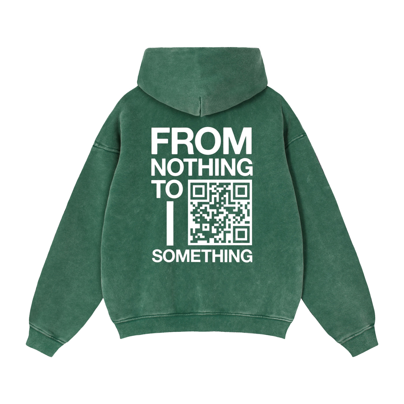 FROM NOTHING TO SOMETHING (WHITE SCRIB) ZIPPER HOODIE : Zip-Through Boxy Fleece Hoodie