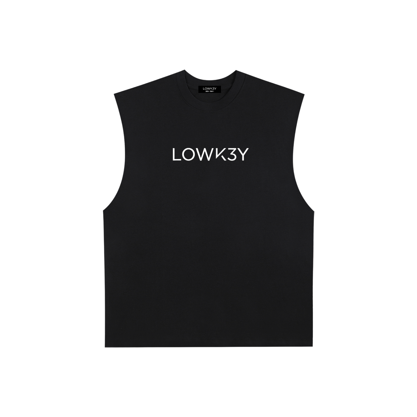 CLASSIC CUT SLEEVE (WHITE SCRIB) "GEN 1" : Raw Edge Cotton Tank Top