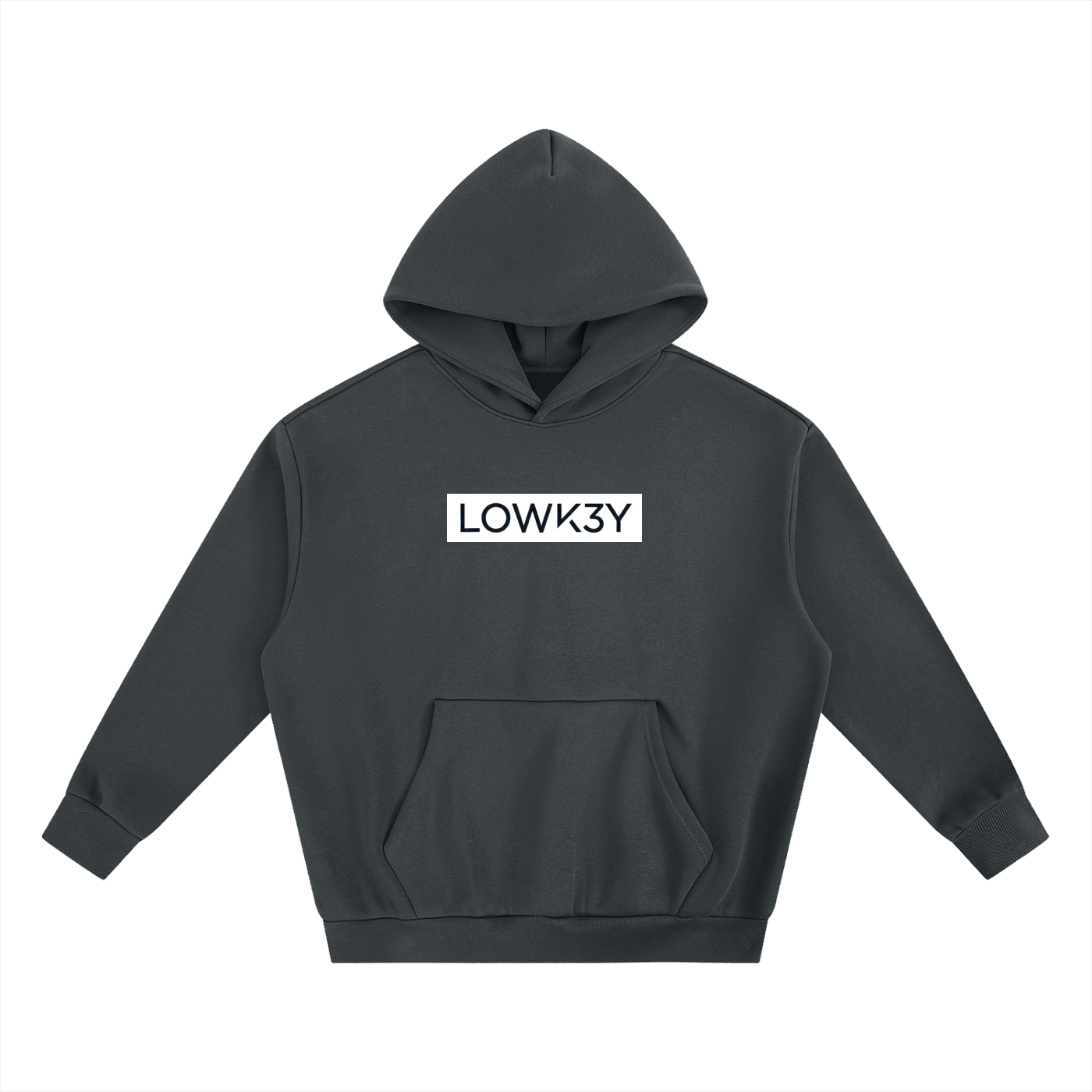 "CLEAN" MiNIMALIST HOODIE (WHITE WALL/BLACK SCRIBE) : Essential Heavyweight Boxy Fleece Hoodie
