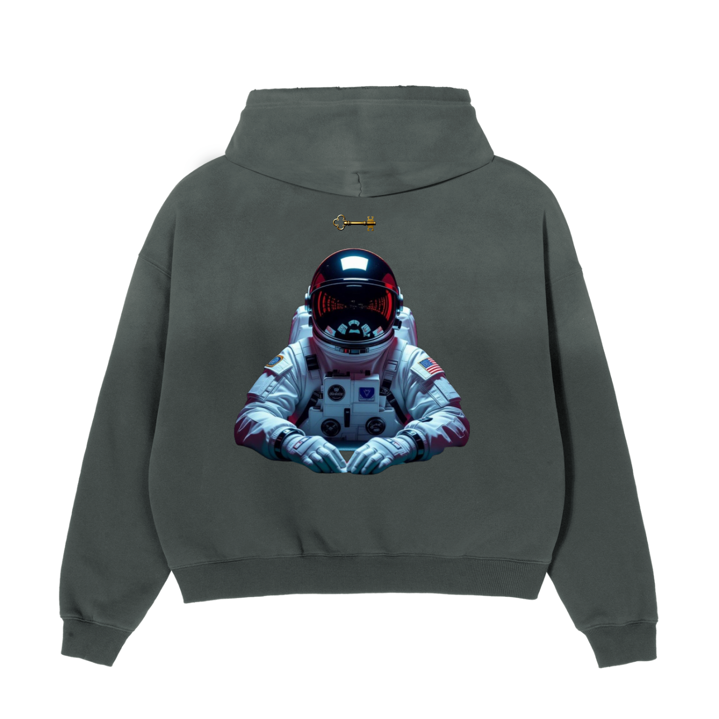 LIMITED EDITION *MOON MAN* "ALL-IN", (GREEN SCRIB) CLASSIC 'OG' HOODIE [ONLY 500 PIECES WILL BE MADE/SOLD PER MOON MAN DESIGN - REGARDLESS OF SIZE OR COLOR] Frayed Sunfade Boxy Fleece Hoodie