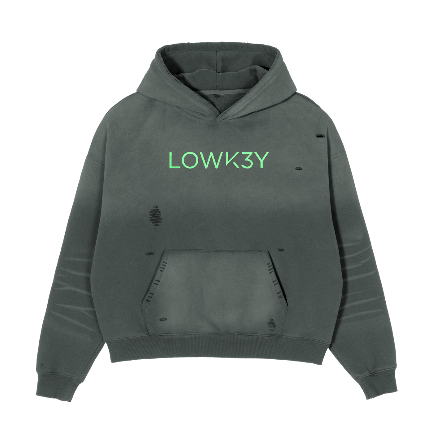 LIMITED EDITION *MOON MAN* "ALL-IN", (GREEN SCRIB) CLASSIC 'OG' HOODIE [ONLY 500 PIECES WILL BE MADE/SOLD PER MOON MAN DESIGN - REGARDLESS OF SIZE OR COLOR] Frayed Sunfade Boxy Fleece Hoodie