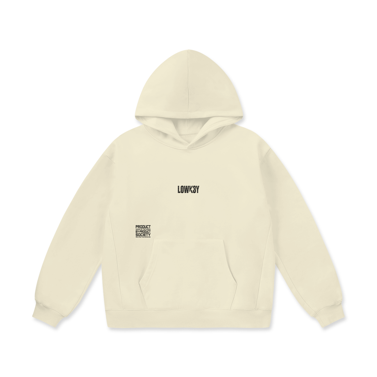 LOWK3Y x STREET TEAM EDITION x BYPRODUCT SOCIETY COLLECTION (BLACK SCRIB) : Front Pouch Oversize Heavyweight Fleece Hoodie