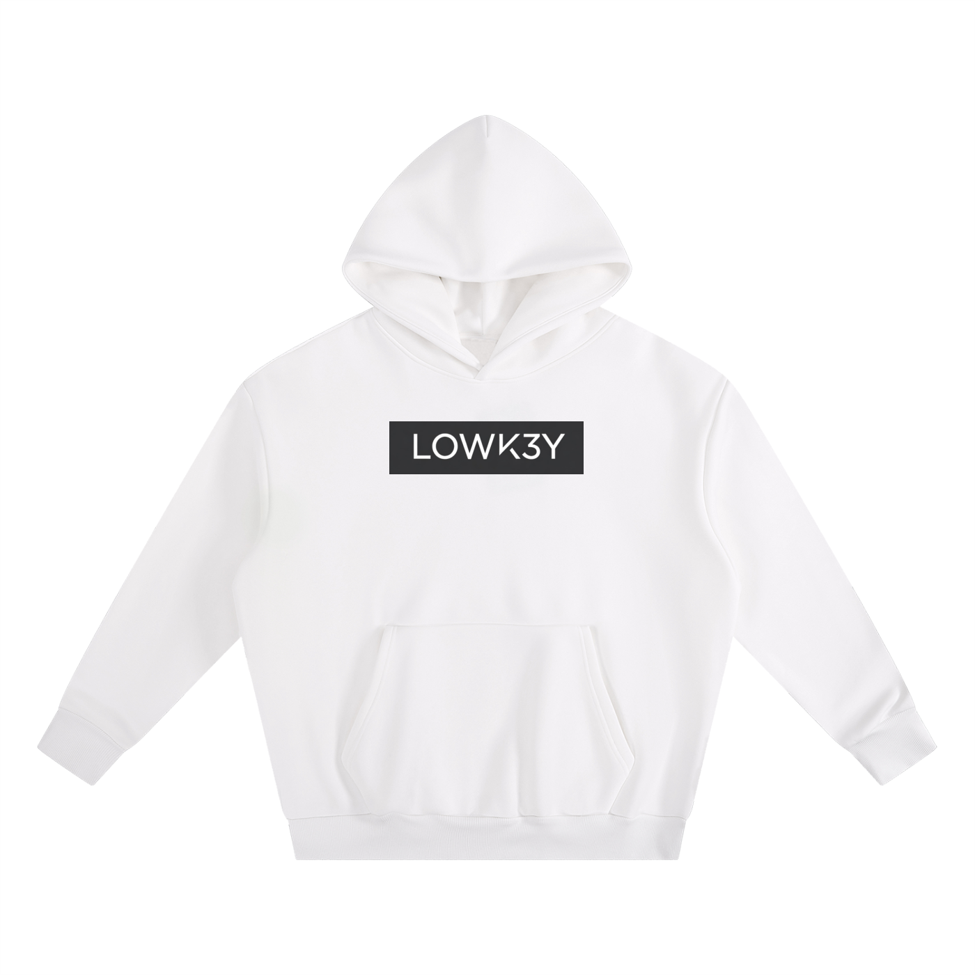"CLEAN" MiNIMALIST HOODIE (DARK WALL/WHITE SCRIBE) : Essential Heavyweight Boxy Fleece Hoodie