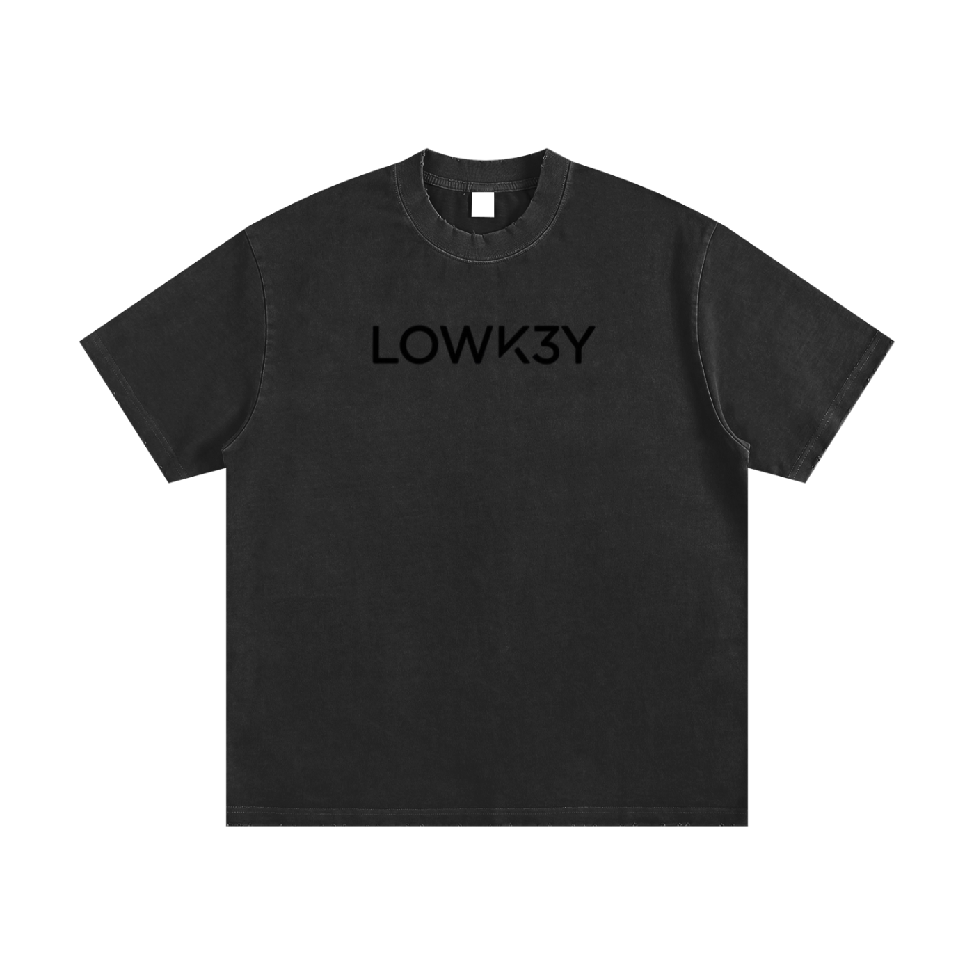 LUX CASUAL TEE (BLACK SCRIB) : Heavyweight Vintage Washed Frayed T-Shirt