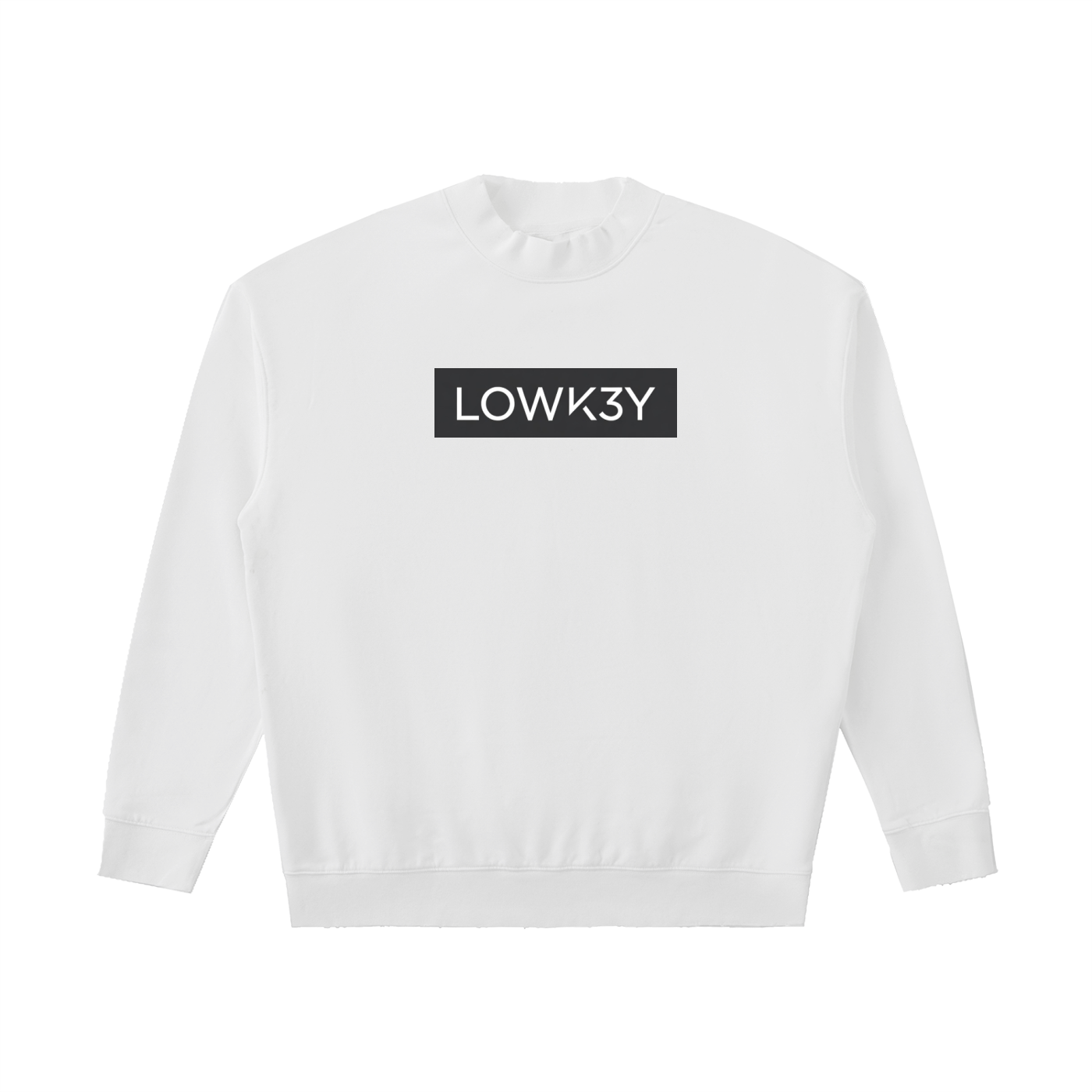 "CLEAN" MINIMALIST CREW LONG SLEEVE (BLACK WALL/WHITE SCRIB) : Drop Shoulder Crewneck Sweatshirt