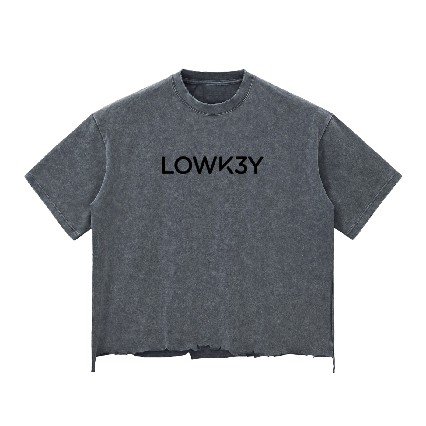 CLASSIC "WORN OUT" VINTAGE TEE (BLACK SCRIB) : Snow Wash Raw-Hem Boxy T-shirt