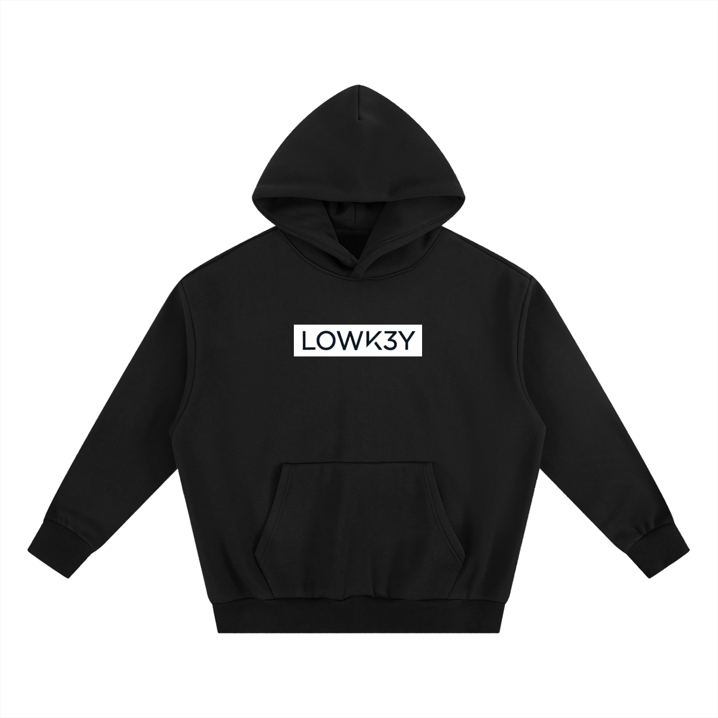 "CLEAN" MiNIMALIST HOODIE (WHITE WALL/BLACK SCRIBE) : Essential Heavyweight Boxy Fleece Hoodie