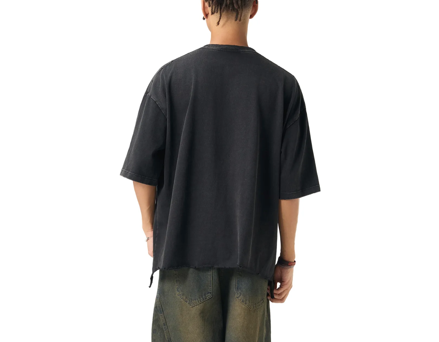CLASSIC "WORN OUT" VINTAGE TEE (BLACK SCRIB) : Snow Wash Raw-Hem Boxy T-shirt