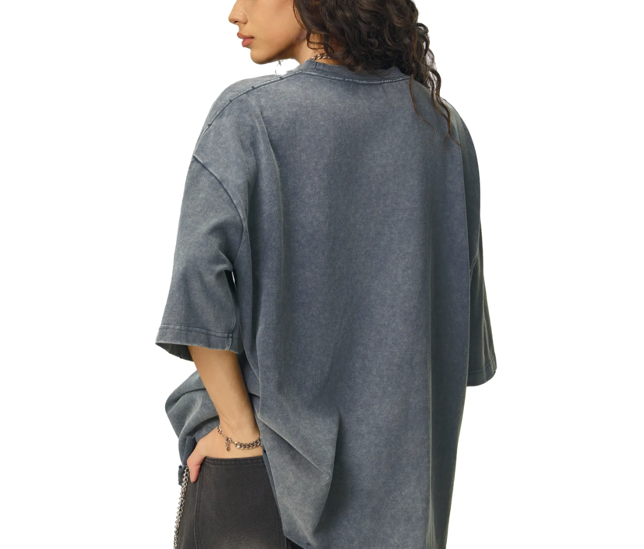 CLASSIC "WORN OUT" VINTAGE TEE (BLACK SCRIB) : Snow Wash Raw-Hem Boxy T-shirt