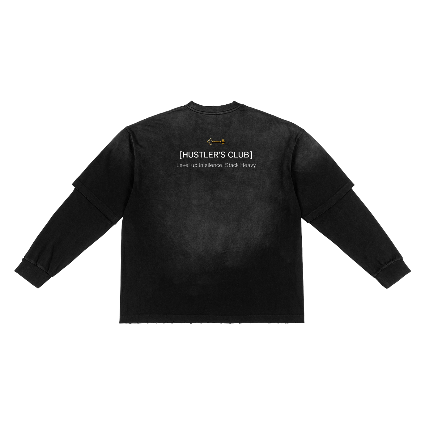 90'S FIT LAYERED LONG SLEEVE : Hand-Frayed Faux Two-Piece T-Shirt