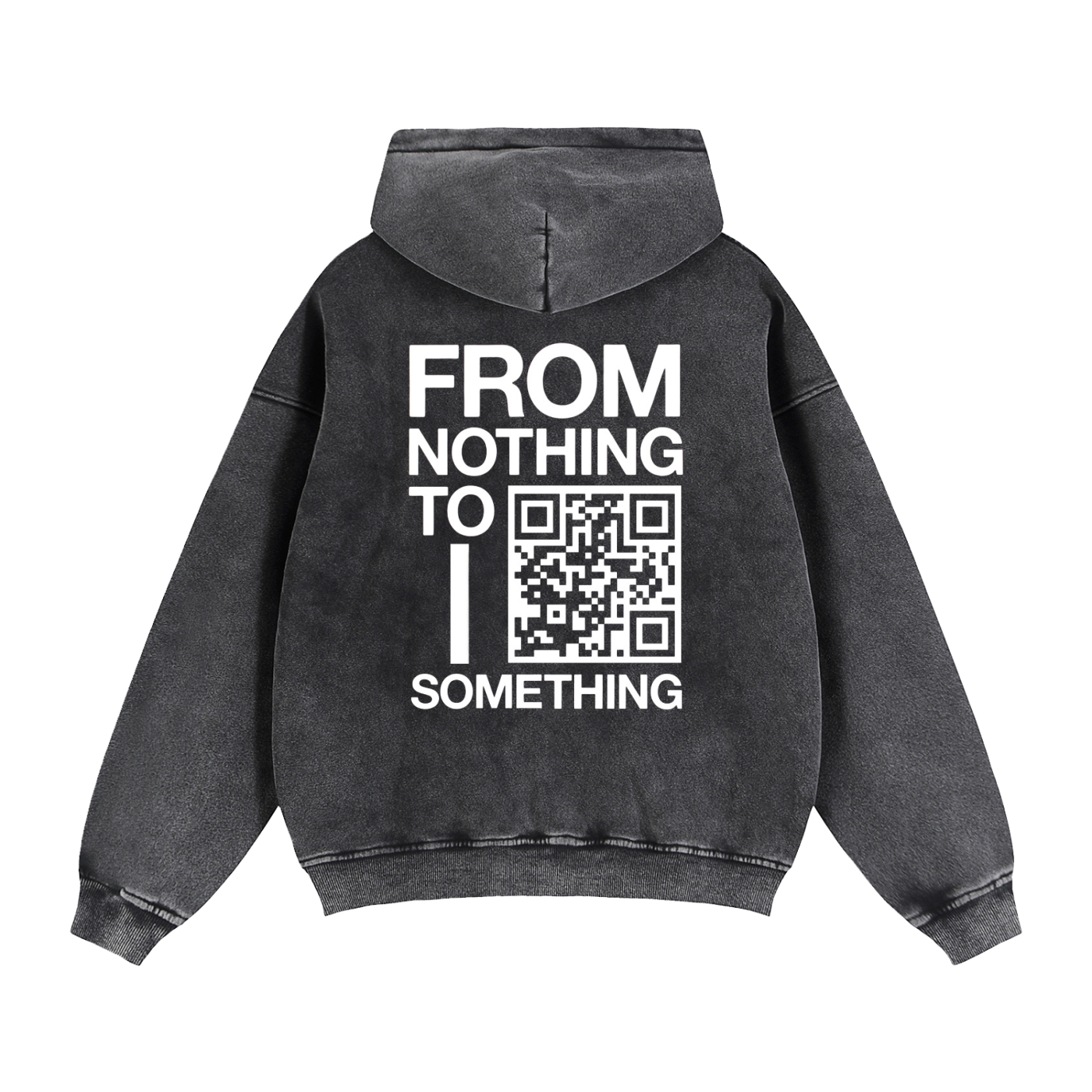 FROM NOTHING TO SOMETHING (WHITE SCRIB) ZIPPER HOODIE : Zip-Through Boxy Fleece Hoodie