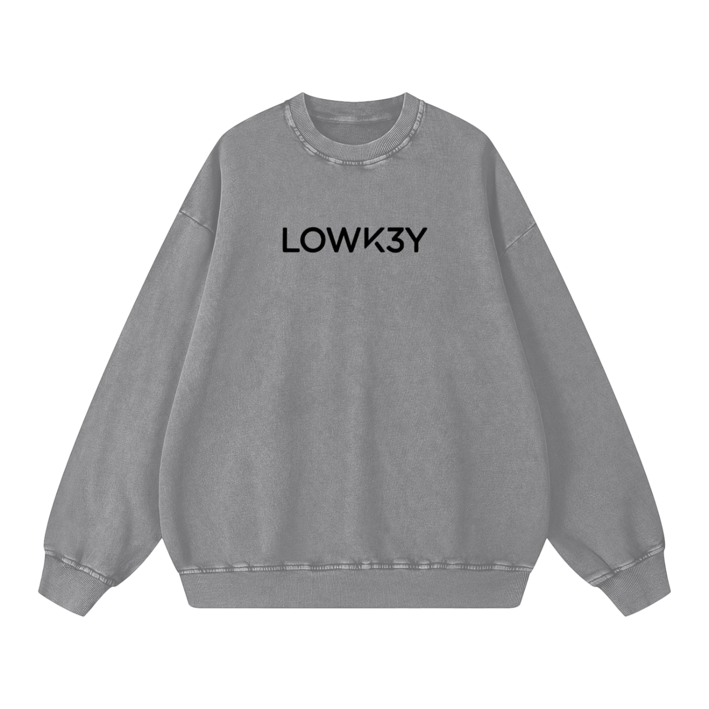 CLASSIC "CREW" NECK, LOWK3Y SWEATSHIRT (BLACK SCRIB) : Snow Washed Oversized Sweatshirt
