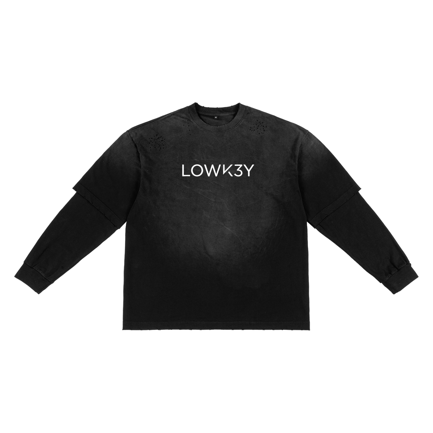 90'S FIT LAYERED LONG SLEEVE : Hand-Frayed Faux Two-Piece T-Shirt