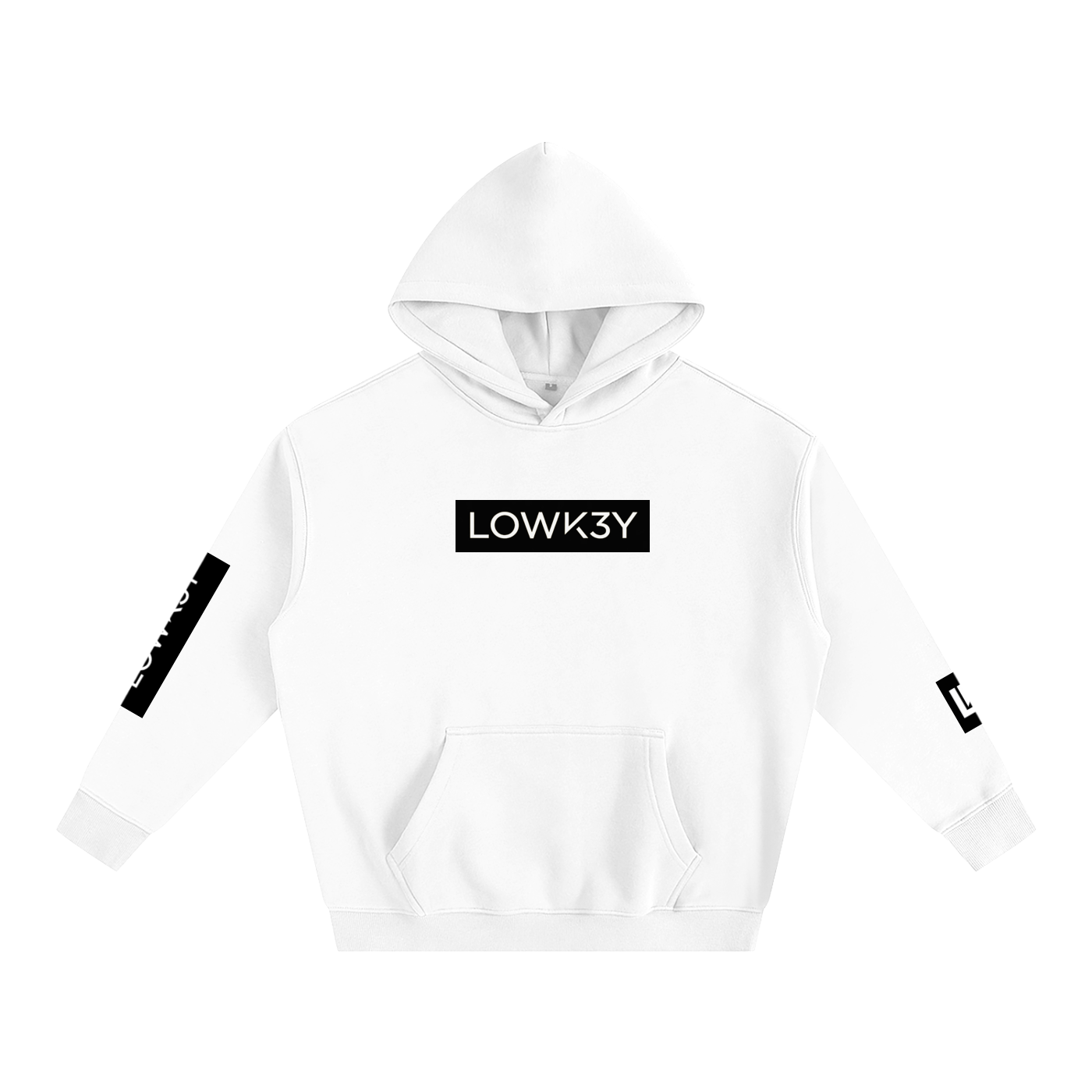 LOWK3Y "BEATS" (WHITE SCRIB) : Oversize Fleeced Hoodie
