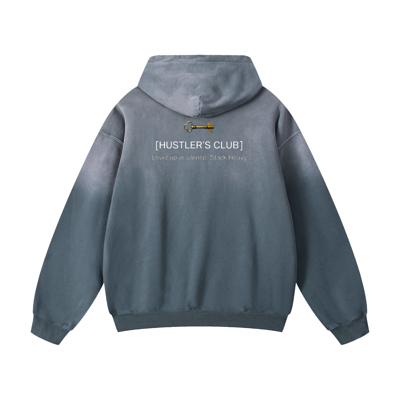 "HUSTLER'S CLUB" CLASSIC 'GEN 1' OVERSIZED HOODIE (WHITE SCRIB) : Heavyweight Sunfade Oversized Hoodie
