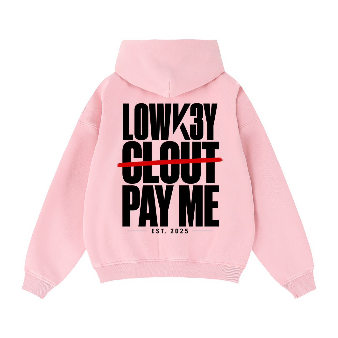 LOWK3Y x FCK CLOUT PAY ME (BLACK SCRIB) ZIPPER HOODIE : Zip-Through Boxy Fleece Hoodie
