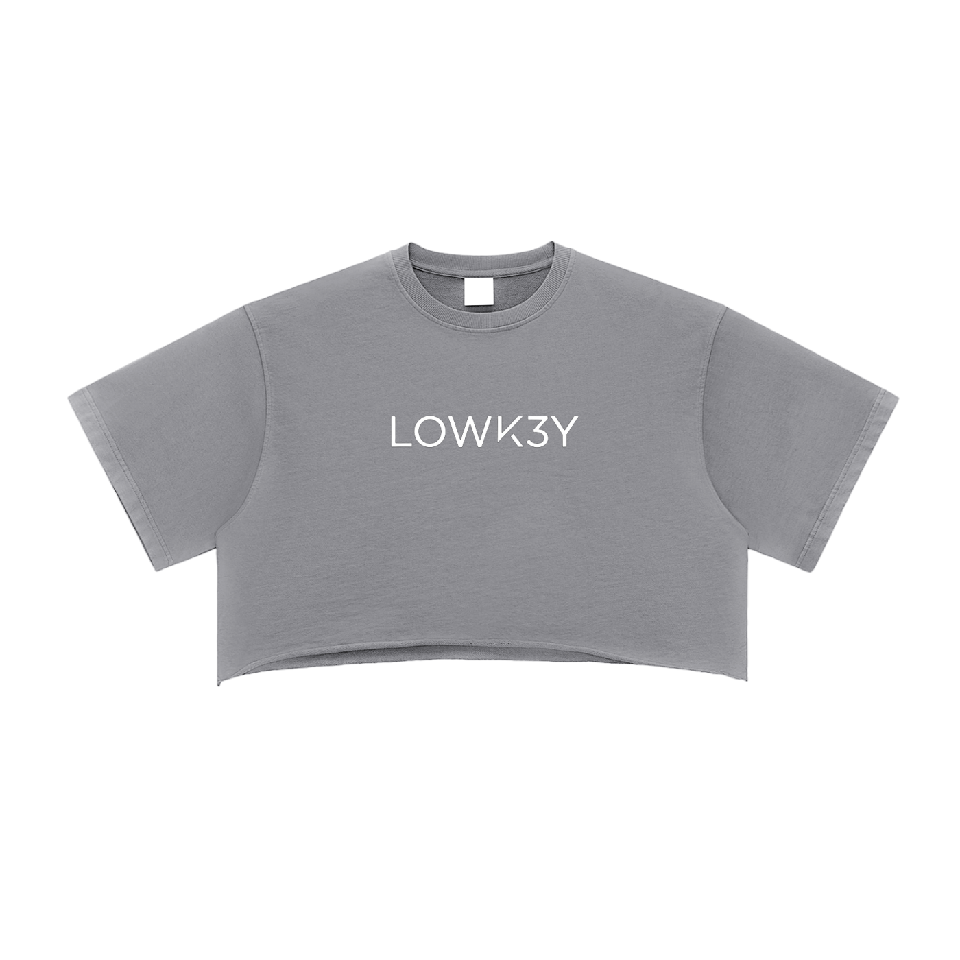 "LOW CUT" CROP TOP : Snow Washed Raw Edge Crop Top