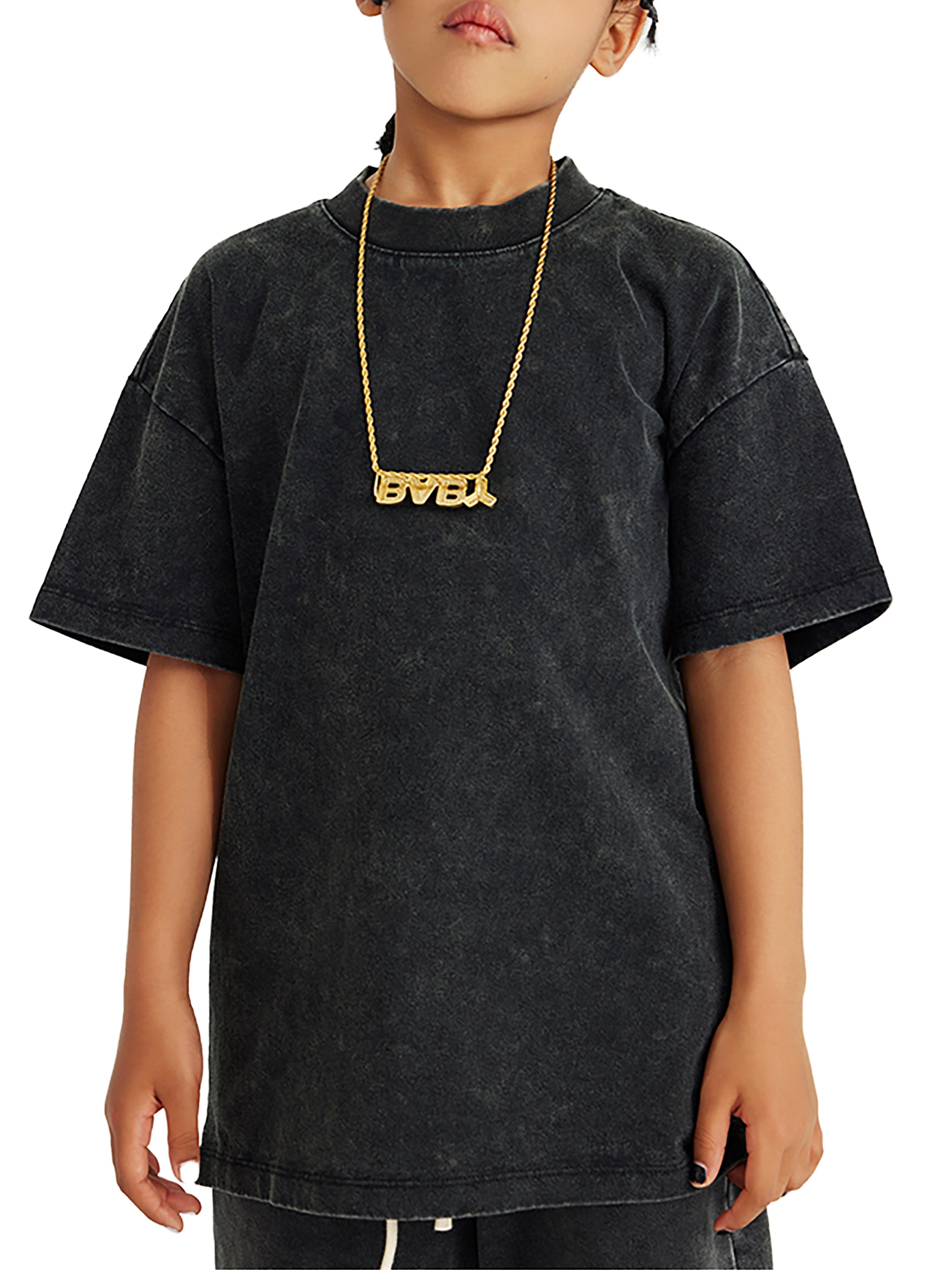 *KIDS* LUX CASUAL VINTAGE TEE (BLACK SCRIB) : Snow Washed Kids' T-Shirt