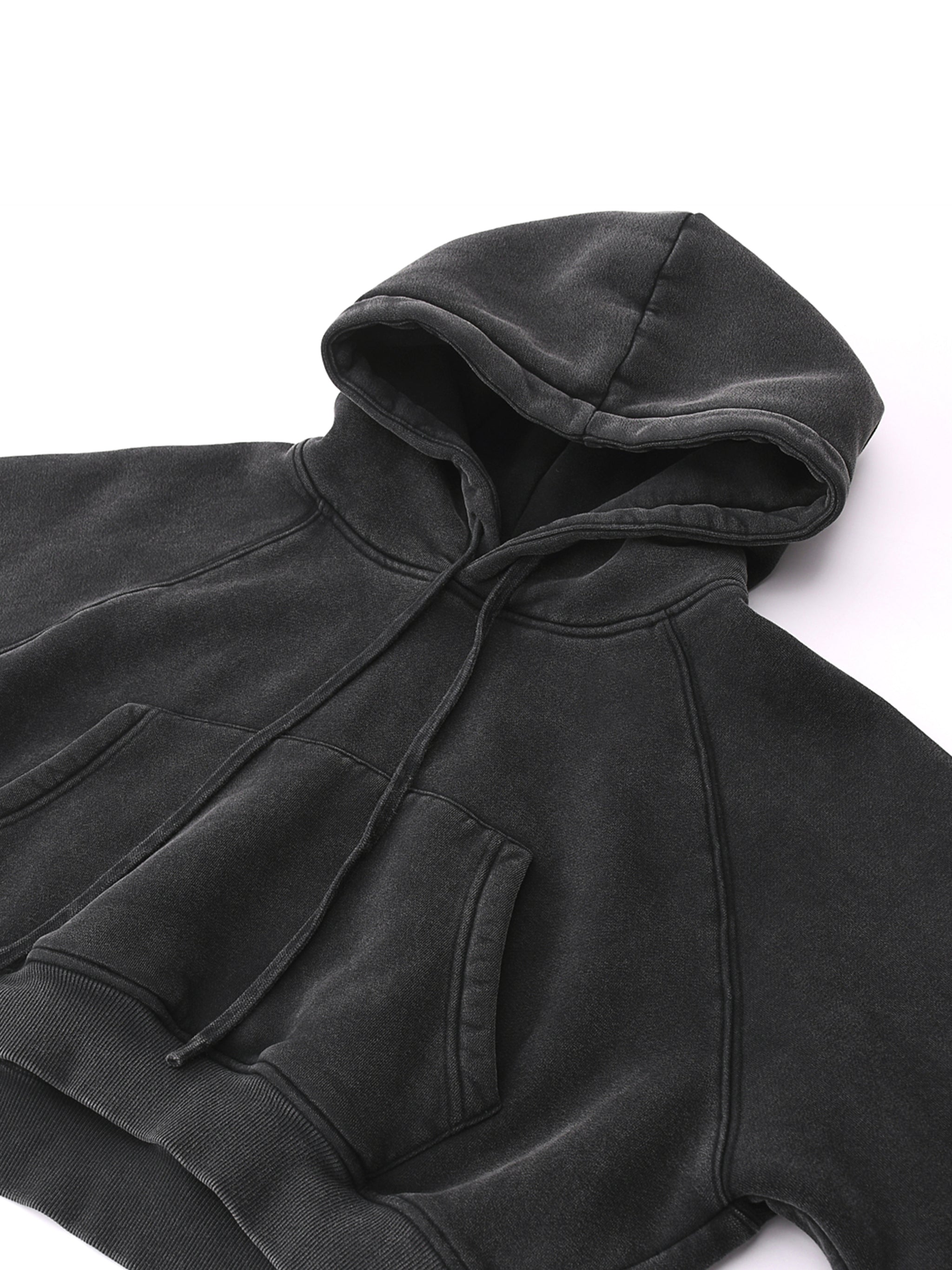 WOMEN'S "ATHLETE" HOODIE (BLACK SCRIB) : Snow Washed Cropped Hoodie