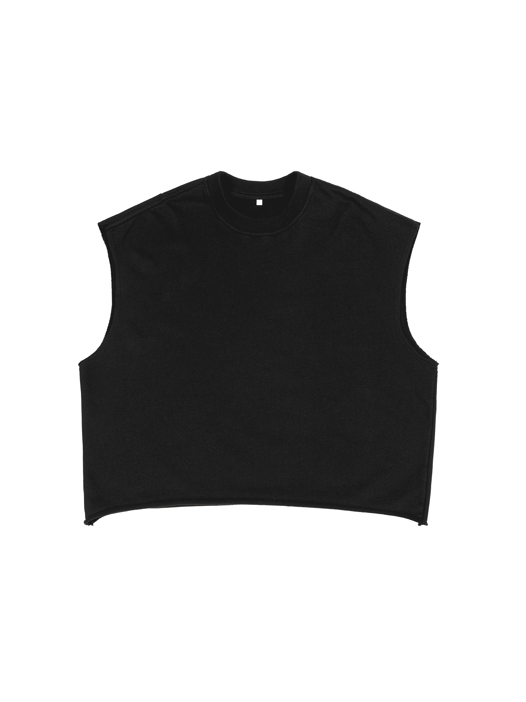 BOXY FIT CUT SLEEVE (WHITE SCRIB) : French Terry Boxy Tank Top