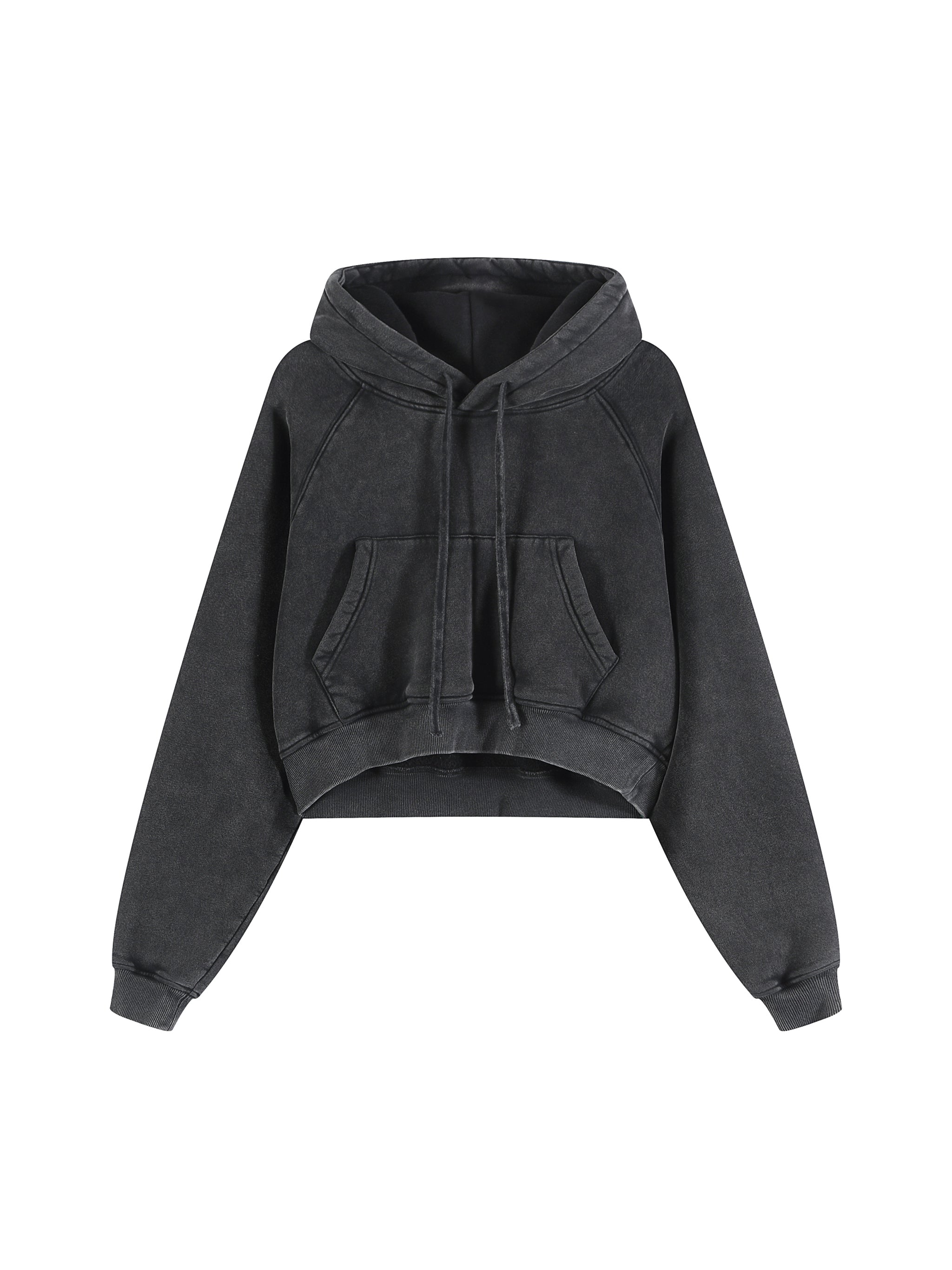 WOMEN'S "ATHLETE" HOODIE (BLACK SCRIB) : Snow Washed Cropped Hoodie